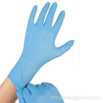 Sarung tangan perubatan nitril percuma serbuk biru